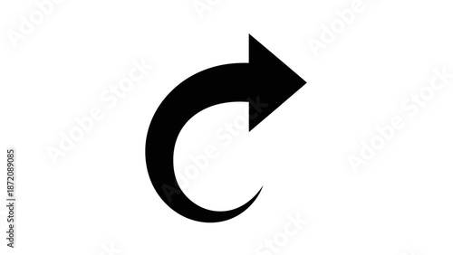 Black curved arrow pointing right on a white background Free Download Black curved arrow pointing right on a white background - GFXLoad