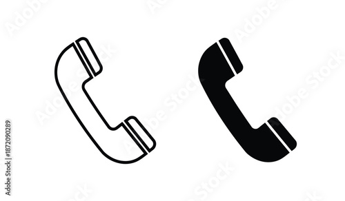 Two black and white phone icons for communication and contact purposes on a simple background