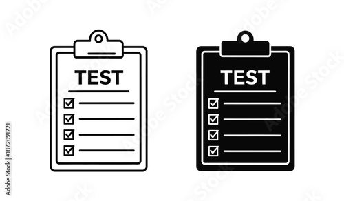 Two clipboards with checklists in black and white colors