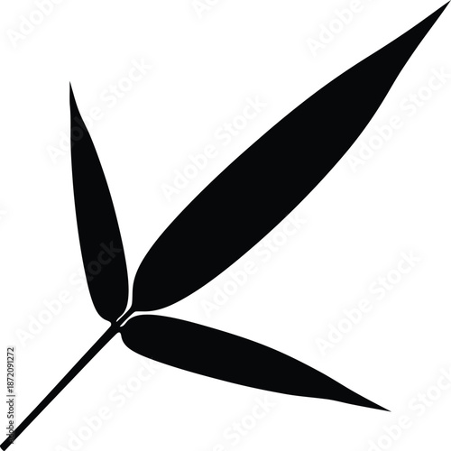 A sharp black and white vector illustration of a single feather isolated on white, resembling a sleek stainless steel blade or a cutting tool with a metal handle