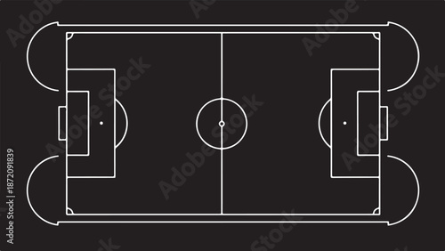 Black and white soccer field diagram football field 4