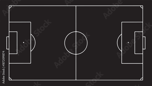 Black and white soccer field diagram football field