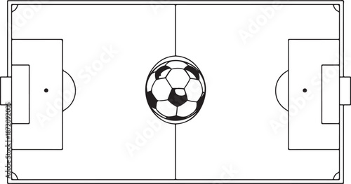 Soccer ball on a simplified soccer field football sport