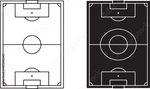Soccer field diagrams black and white line football field