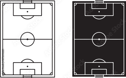 Two soccer field diagrams one white one black football field