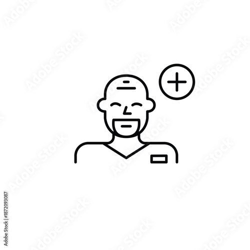 Surgeon doctor and plus. New medical appointment. Healthcare access. Pixel perfect, editable stroke vector icon