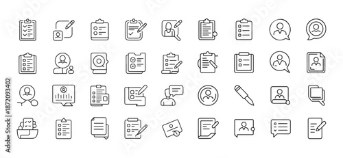 Human Resources, Recruitment Process, and Employee Management Line Icon Set