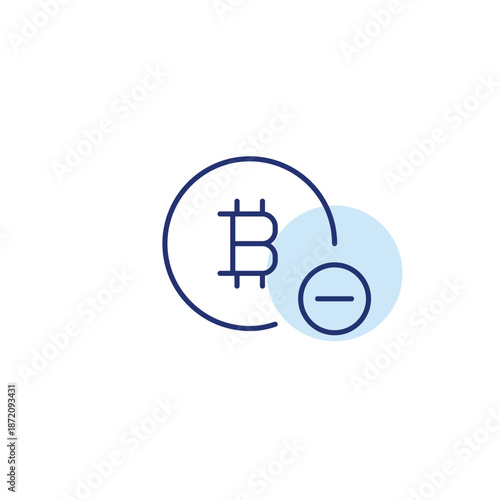 Bitcoin and minus. Cryptocurrency payment unavailable. Pixel perfect, editable stroke vector icon