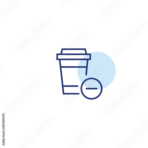 Turkish cezve coffee maker and minus. Hot drinks unavailable. Remove from order. Pixel perfect, editable stroke vector icon