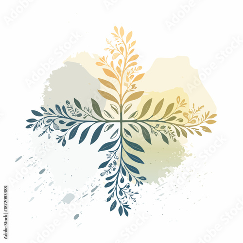 Cross-shaped floral layout with stems extending in four directions