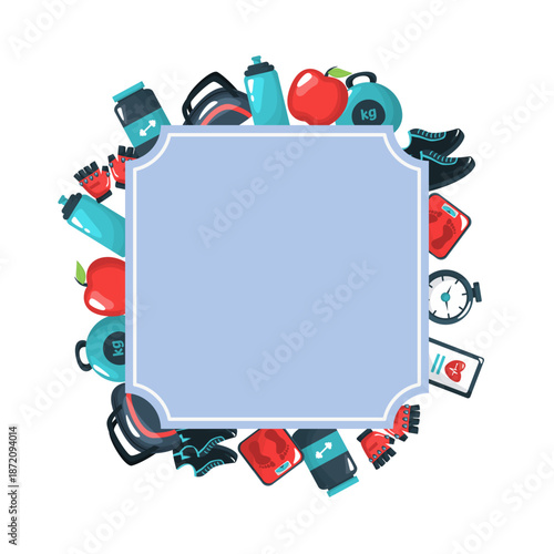 fitness equipment square label background