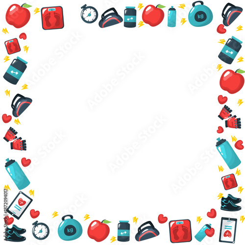 fitness equipment square border frame decoration