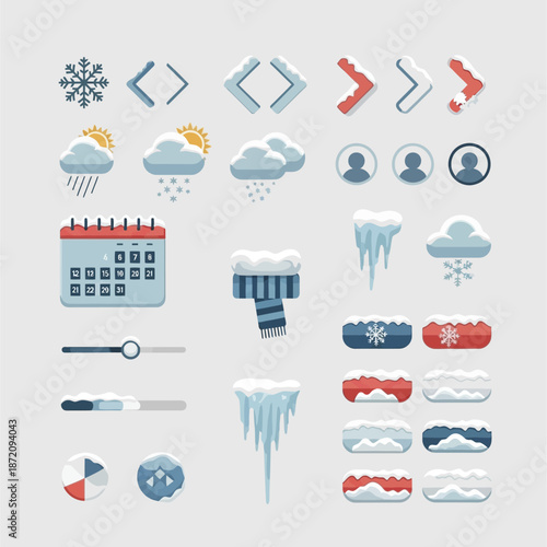 Winter weather and UI elements collection for web and app design.