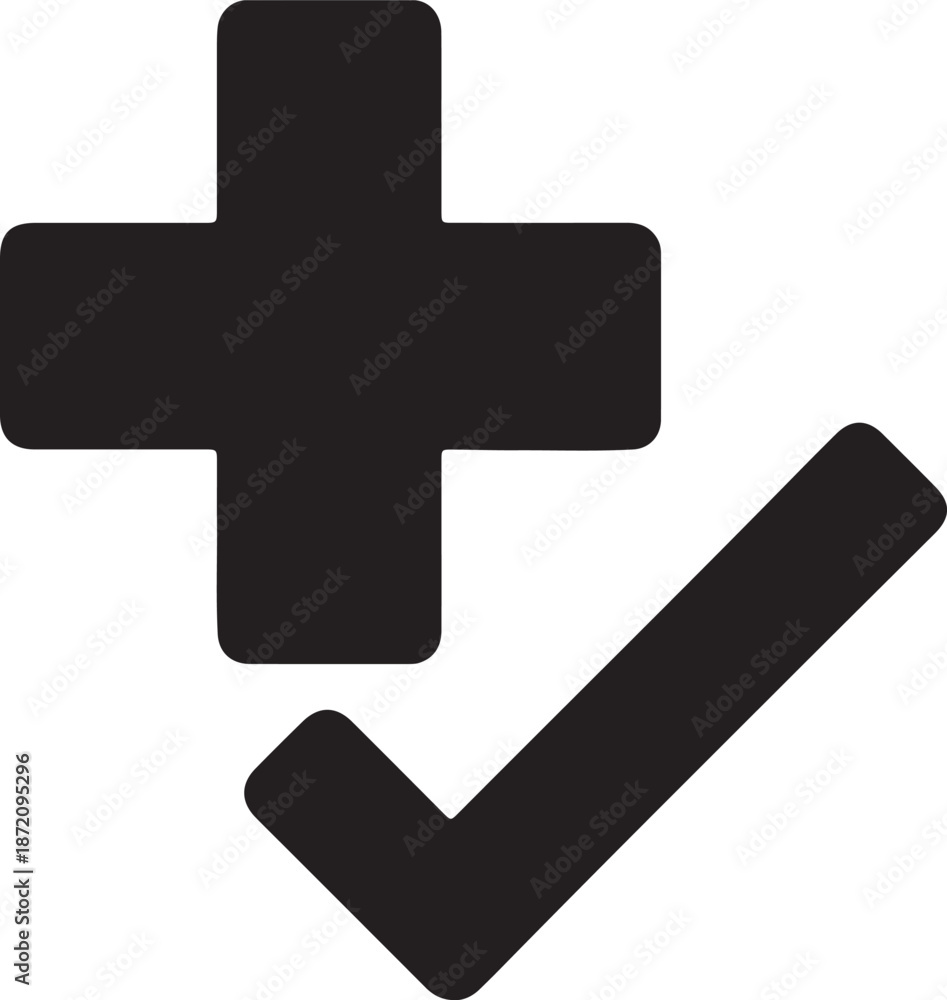 Obraz premium Medical Approval Check Icon in Solid Black Style