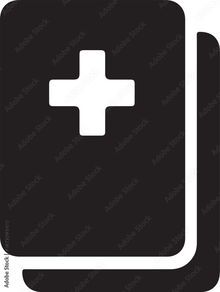 Fototapeta premium Medical Record File Icon in Solid Black Style