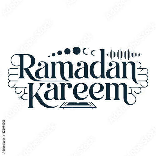 Ramadan kareem greeting with islamic elements