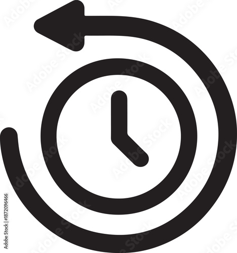 History Time Back Icon in Solid Black Style