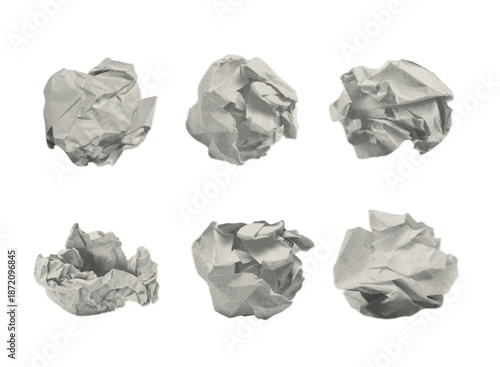 Crumpled balls of different paper,gritty dusty dotted effect