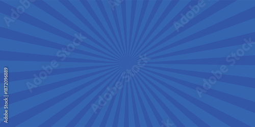 Blue comic sunburst effect background with halftone. Pop art comic-style vector background. Suitable for 