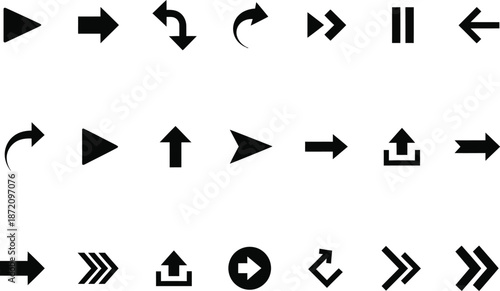 Collection of black and white arrow icons for navigation and direction