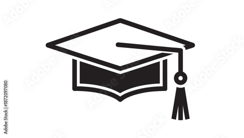 Graduation cap with tassel hanging isolated on transparent background