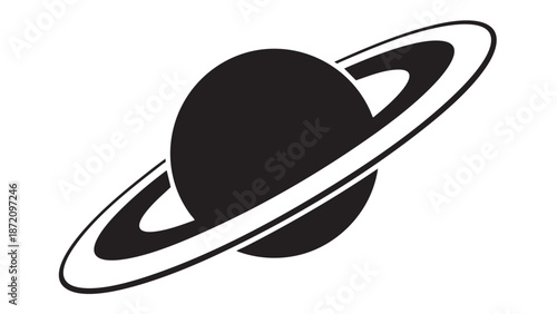 Stylized minimalist planet with rings isolated on transparency