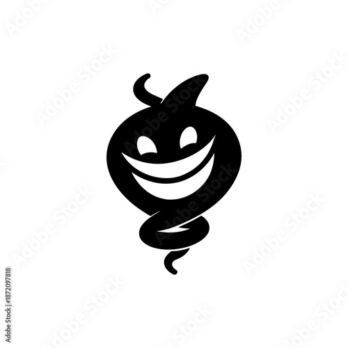 Abstract Prank Logo with Twisted Smile Shape and Playful Expression Vector illustration