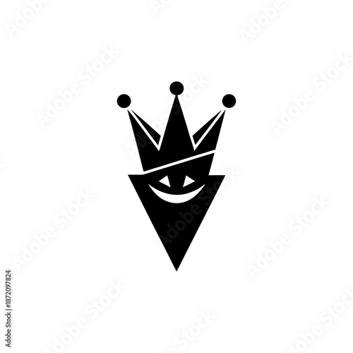 Abstract Prank Logo Featuring a Tilted Fool Crown in Black Style Vector illustration