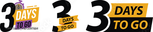 Days to Go Countdown Badge icon Set .Sale Deadline, Limited Time Offer and Event Timer Labels.1,2,3,4,5,6,7,8,9,10 days left countdown icon.