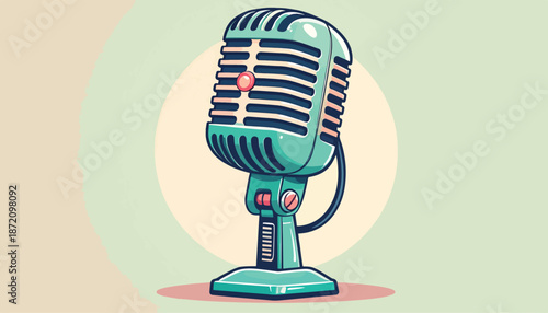 Vintage Microphone Illustration - Classic Recording Equipment for Audio Production.