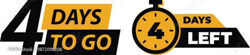 Days to Go Countdown Badge icon Set .Sale Deadline, Limited Time Offer and Event Timer Labels.1,2,3,4,5,6,7,8,9,10 days left countdown icon.