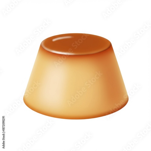 Creamy Caramel Pudding Dessert with Sweet Sauce Isolated on White Background