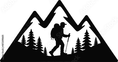 Mountain Hiker Forest Adventure Silhouette