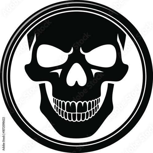 Stylized Black White Skull Icon