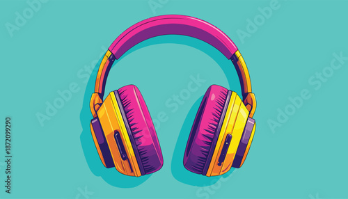 Vibrant Headphones Illustration - A Colorful Audio Experience.