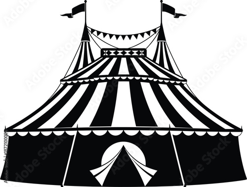 Vector illustration of a princess girl in a dress with a holiday travel art design and camping tent icon