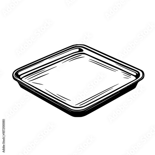 Sleek, Empty Metal Pan Black White | Clean, isolated vector art for creative projects.