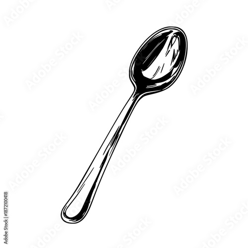 Vintage copper tea scoop: antiquarian culinary artifact | Clean, isolated vector art for creative projects.