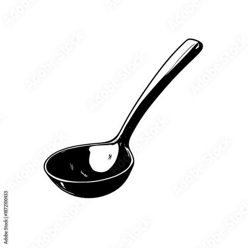 Vintage Copper Tea Spoon, Resting White Surface | Clean, isolated vector art for creative projects.