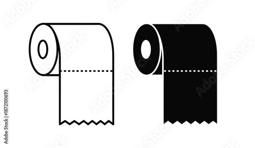 Vector illustration of toilet paper rolls in black and white colors