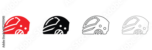 motorcycle helmet icon vector set, motor cycle driving helmet vector, silhouette and line art