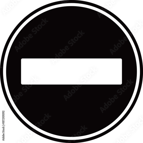 車両進入禁止標識のアイコン　モノトーン