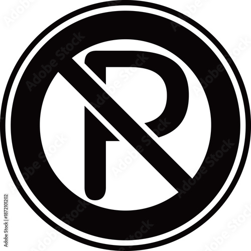 駐車禁止標識のアイコン　モノトーン