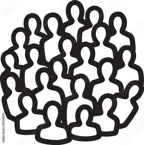 Group of People Silhouette Icon Illustration