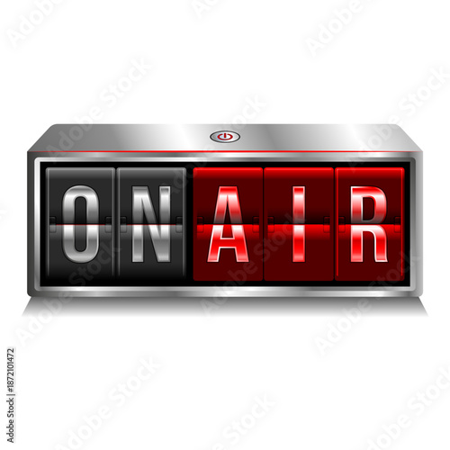 Realistic glowing on air recording signs set