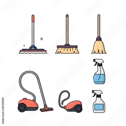 Cleaning Tools and Equipment for Household Chores.
