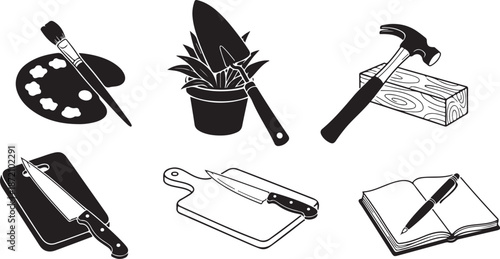 Tools and objects for various creative activities