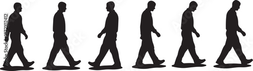 Silhouette of a man walking in different positions sequence
