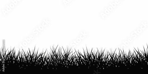 Black and white illustration of grass with a large white space above