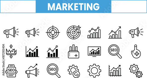 Marketing icon set for business and advertising concepts